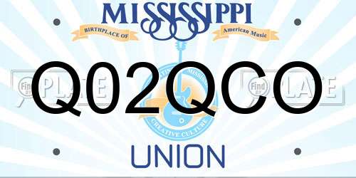 Q02QCO Mississippi License Plate