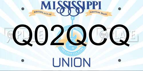 Q02QCQ Mississippi License Plate