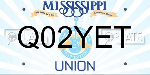 Q02YET Mississippi License Plate