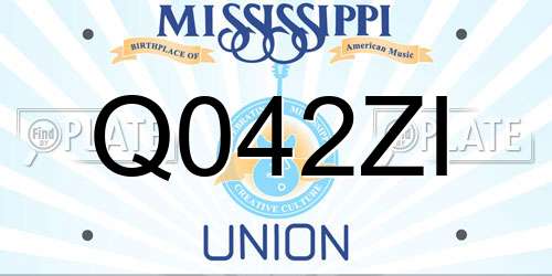Q042ZI Mississippi License Plate