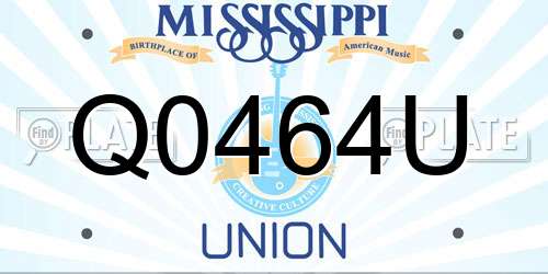 Q0464U Mississippi License Plate