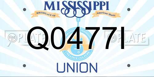 Q0477I Mississippi License Plate