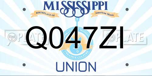 Q047ZI Mississippi License Plate