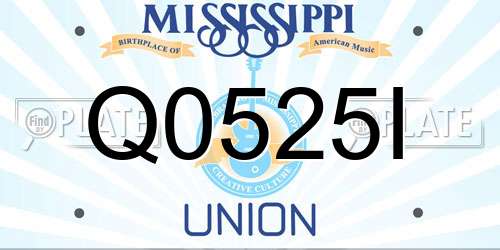 Q0525I Mississippi License Plate