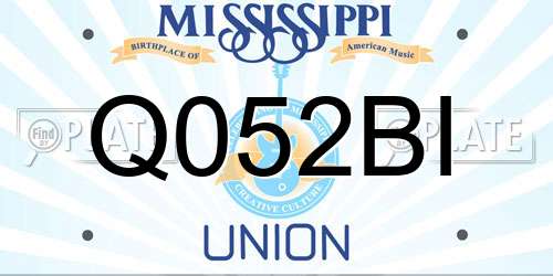 Q052BI Mississippi License Plate