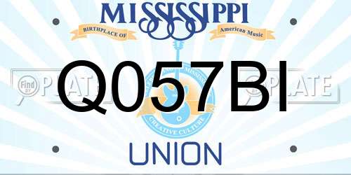 Q057BI Mississippi License Plate