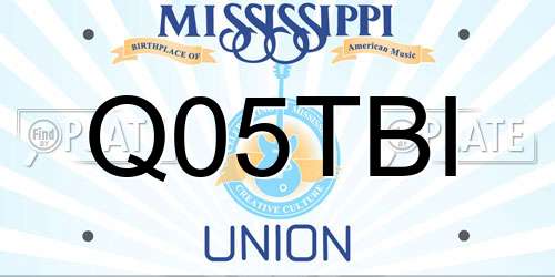 Q05TBI Mississippi License Plate