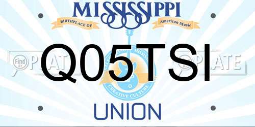 Q05TSI Mississippi License Plate