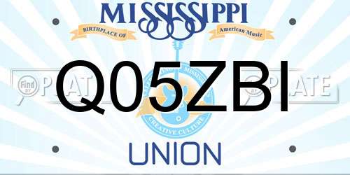 Q05ZBI Mississippi License Plate