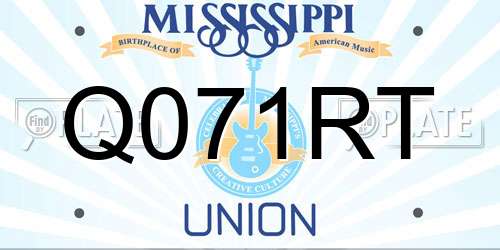 Q071RT Mississippi License Plate