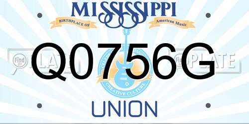 Q0756G Mississippi License Plate