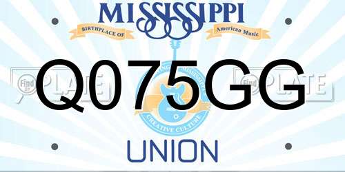 Q075GG Mississippi License Plate