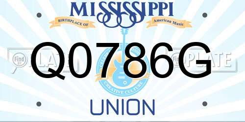 Q0786G Mississippi License Plate