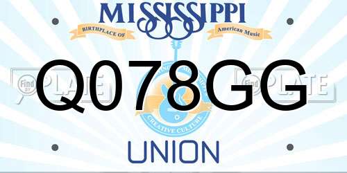 Q078GG Mississippi License Plate
