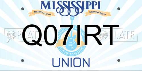 Q07IRT Mississippi License Plate