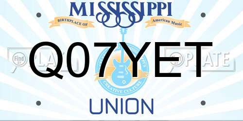 Q07YET Mississippi License Plate