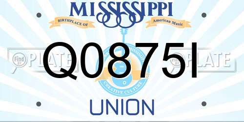 Q0875I Mississippi License Plate