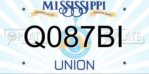 Q087BI Mississippi License Plate