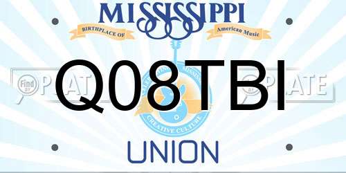 Q08TBI Mississippi License Plate