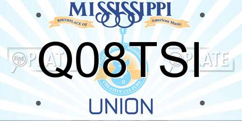 Q08TSI Mississippi License Plate