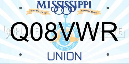 Q08VWR Mississippi License Plate