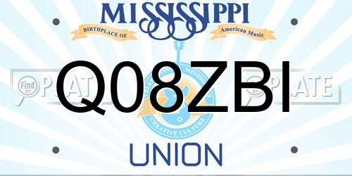 Q08ZBI Mississippi License Plate
