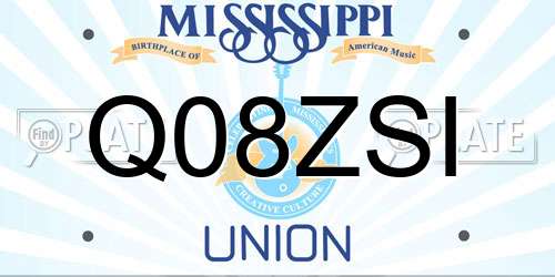 Q08ZSI Mississippi License Plate
