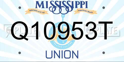 Q10953T Mississippi License Plate