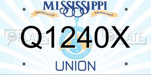 Q1240X Mississippi License Plate
