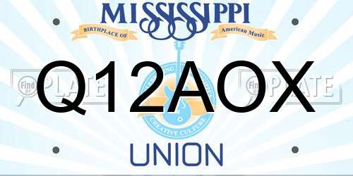 Q12AOX Mississippi License Plate