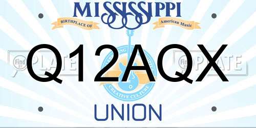 Q12AQX Mississippi License Plate