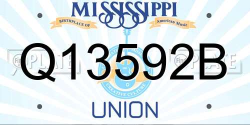 Q13592B Mississippi License Plate