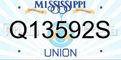 Q13592S Mississippi License Plate