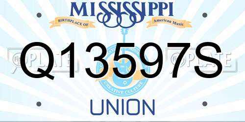 Q13597S Mississippi License Plate