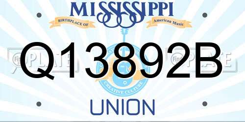 Q13892B Mississippi License Plate