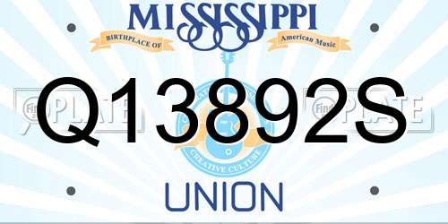 Q13892S Mississippi License Plate