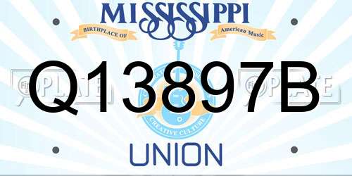 Q13897B Mississippi License Plate