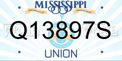 Q13897S Mississippi License Plate