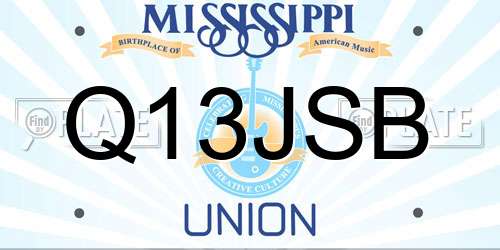 Q13JSB Mississippi License Plate