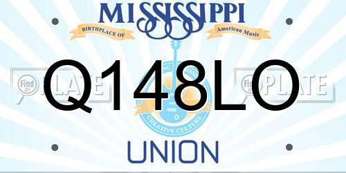 Q148LO Mississippi License Plate