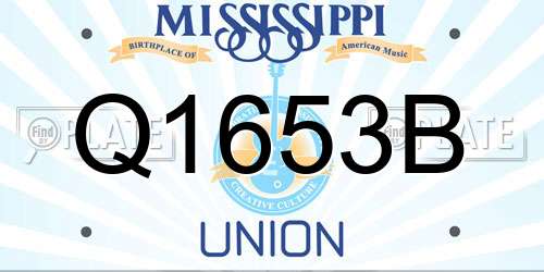 Q1653B Mississippi License Plate