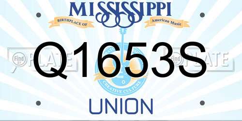 Q1653S Mississippi License Plate
