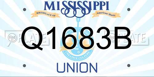 Q1683B Mississippi License Plate