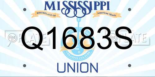 Q1683S Mississippi License Plate