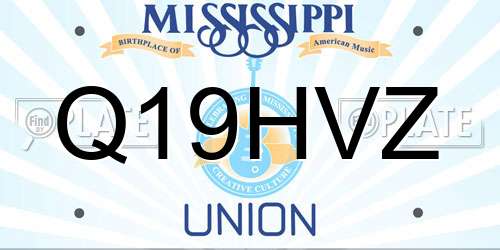 Q19HVZ Mississippi License Plate