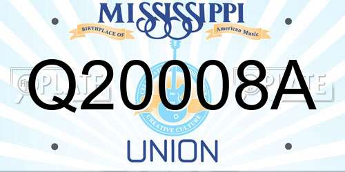 Q20008A Mississippi License Plate