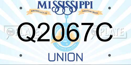 Q2067C Mississippi License Plate