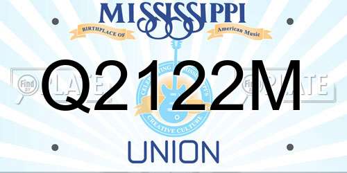 Q2122M Mississippi License Plate
