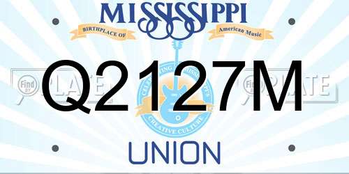 Q2127M Mississippi License Plate
