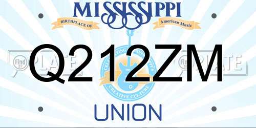 Q212ZM Mississippi License Plate